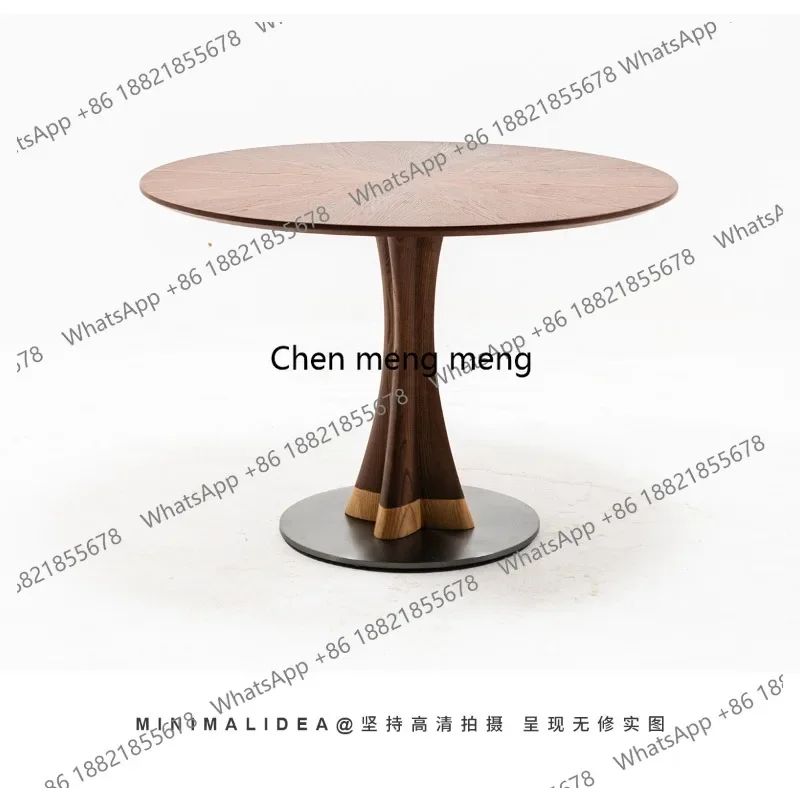 

Dining table retro solid wood simple dining table Nordic round table household medieval small apartment