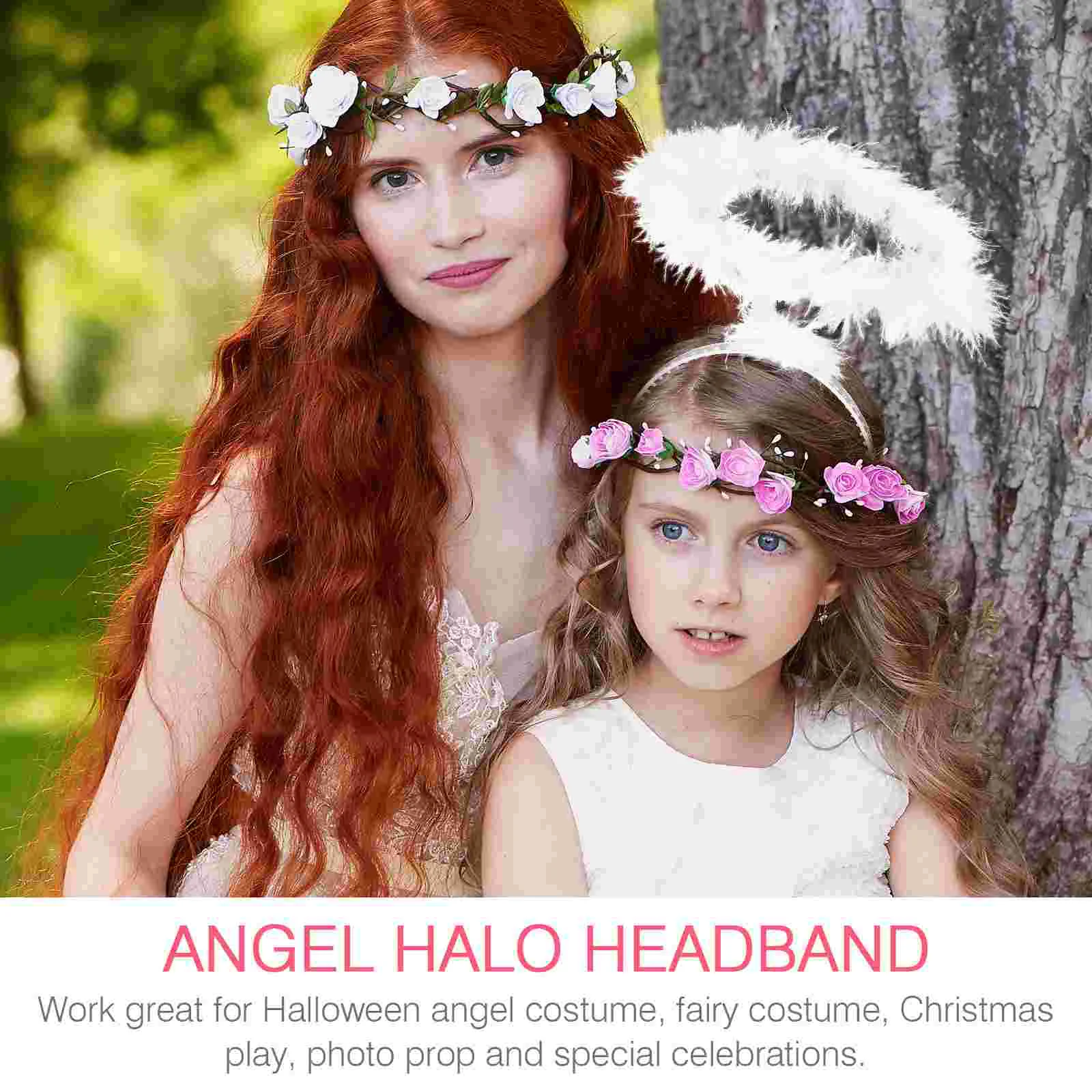 2 Pcs Angel Headband Costume Cosplay Headbands Headgear Halloween Abs Miss