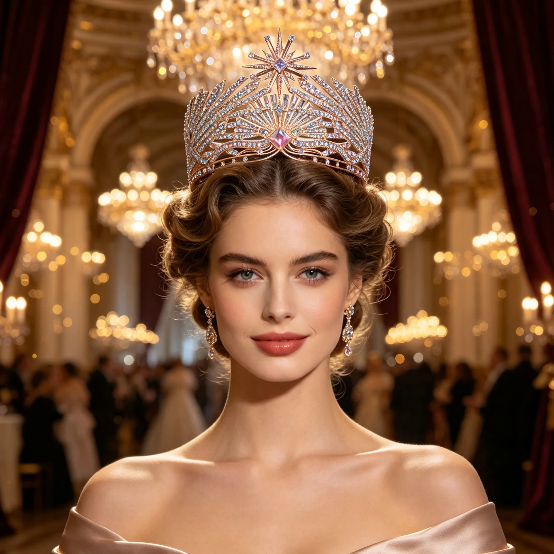 Baroque Pearl Crown Tiara Headpiece for Women Girls Pageant Runway Performance Hair Accessory
