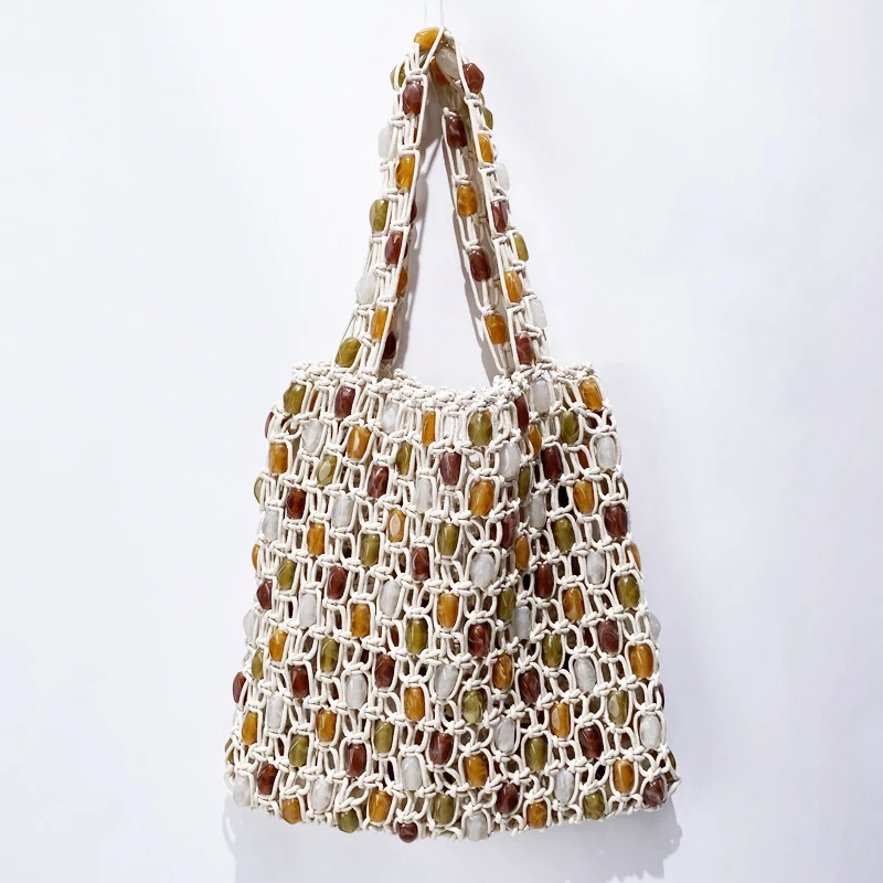 

Bohemian Beach Bags For Women Luxury Designer Handbags An Purse 2025 New In Polyester Imitation Gemstones Slim Underarm Shoulder