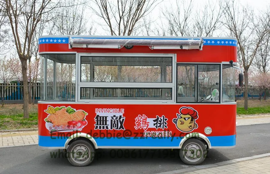 عربة كشك مقطورة بيع الآيس كريم الكهربائية في الهواء الطلق للوجبات السريعة في الولايات المتحدة