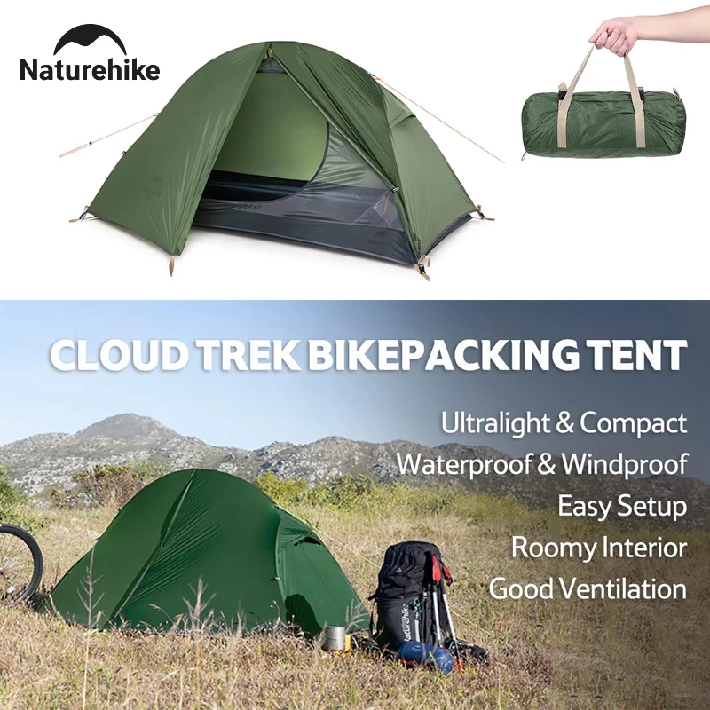 Naturehike Ultraleichtes 1-Personen-Fahrradzelt 20D Nylon Silikonbeschichtet Wasserdicht 4000mm Camping Rucksack-Wanderzelt