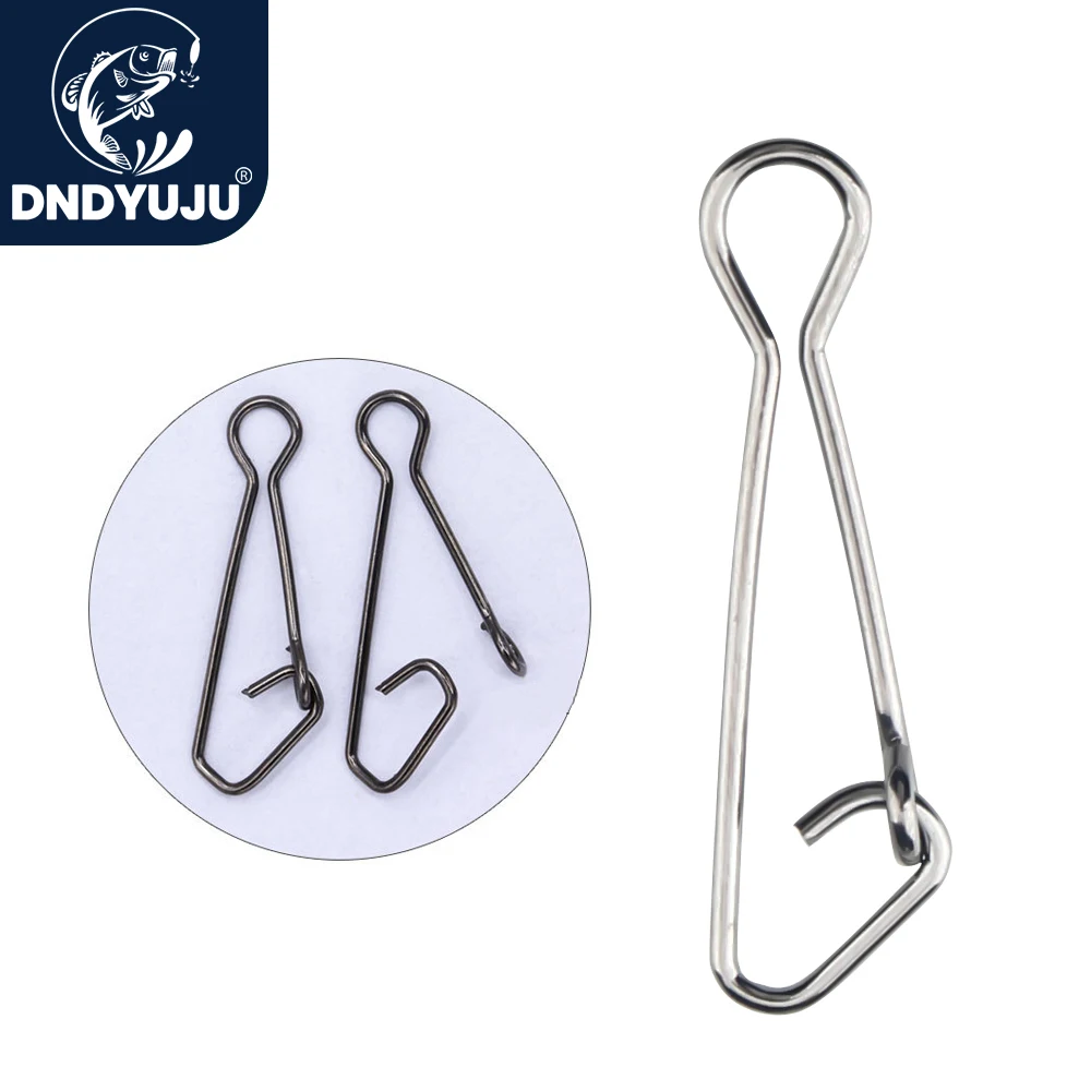 DNDYUJU 50pcs Stainless Steel Fishing Connector Pin Hooked Snap Fastlock Clip with Snap Fishhook Lure Tackle Connector