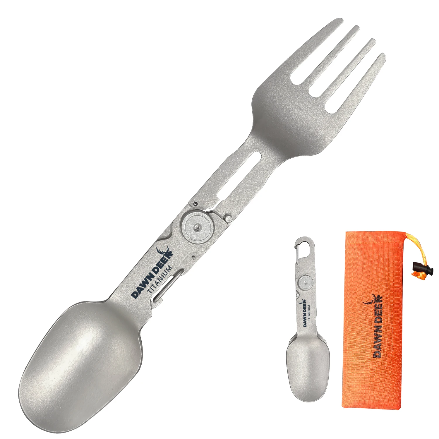 Titan-Klapplöffel und -gabel für Camping, multifunktionales Kombi-Besteck – leichtes, langlebiges Reisebesteck – EDC