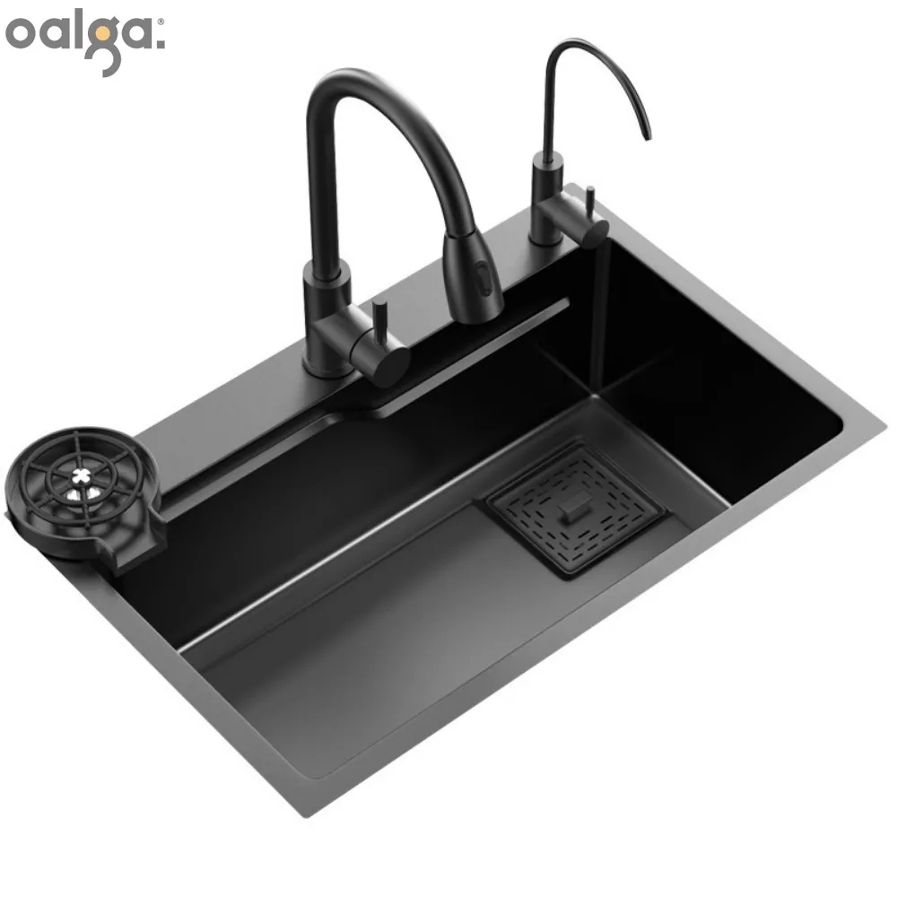 

Kitchen Sinks Black Stainless Steel Sinks Kitchen Washing Basin Large Capacity Coating Hand Washing Sinks Thickened Sink 주방 CE