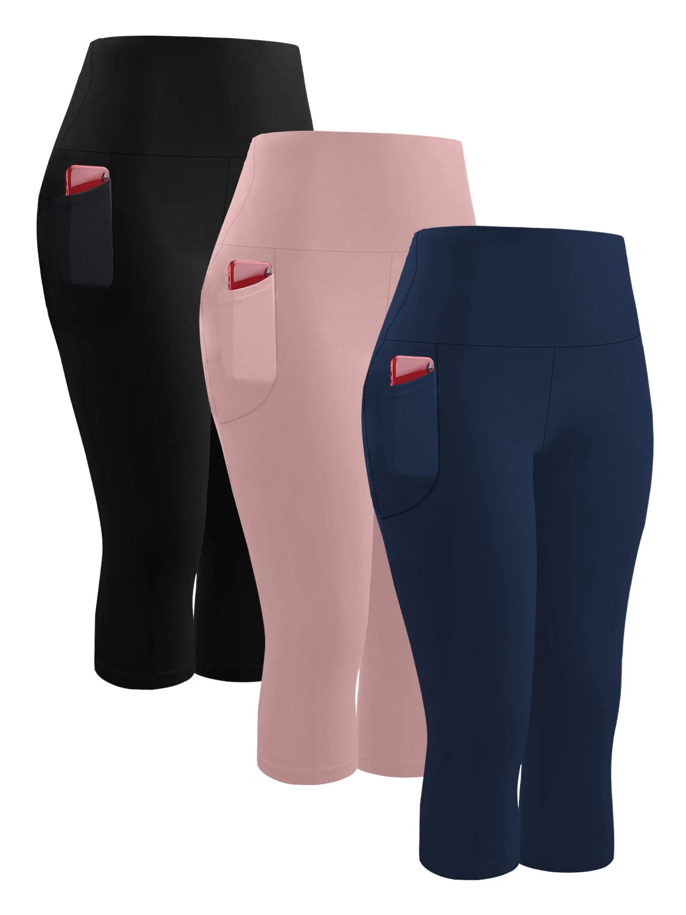 

3 Pack High Waisted Biker For Women With Pockets Tummy Control Workout Running Yoga Push Up Gym Fitness Shorts