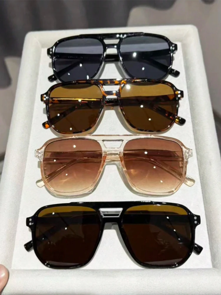 4pc classic double beam pilot sunglasses four color matching casual sunshade glasses for men and women street wear