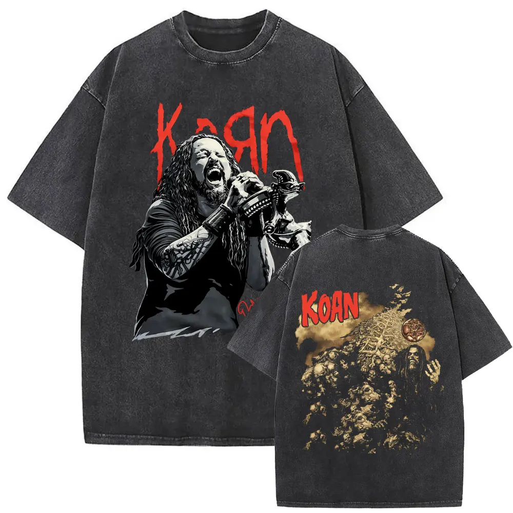 

Washed Vintage Alternative Nu Metal Rock Band Korn Follow The Leader Print T-shirt Men's Women Gothic Punk Oversized T Shirts