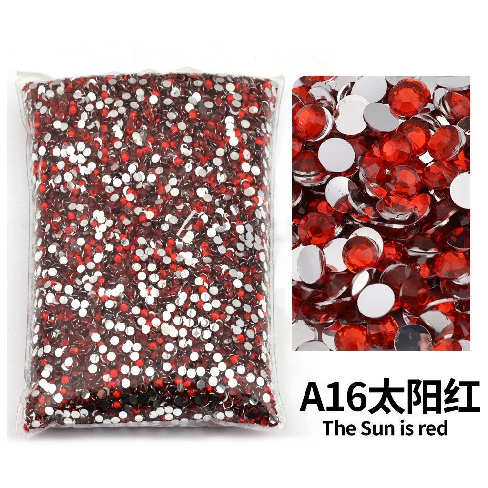 All Red Series 2-6mm Resin Non Hot Fix Rhinestones Bulk Wholesale Flat Back Plastic Crystals Nail Trimmings Crystals For Crafts