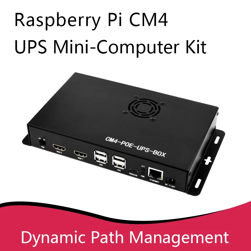 Carte d'extension CM4-PoE-UPS-Base pour Raspberry Pi, Module de calcul 4, Kit Mini-ordinateur UPS, Ethernet Gigabit, double HDMI, usb 2.0 Quad