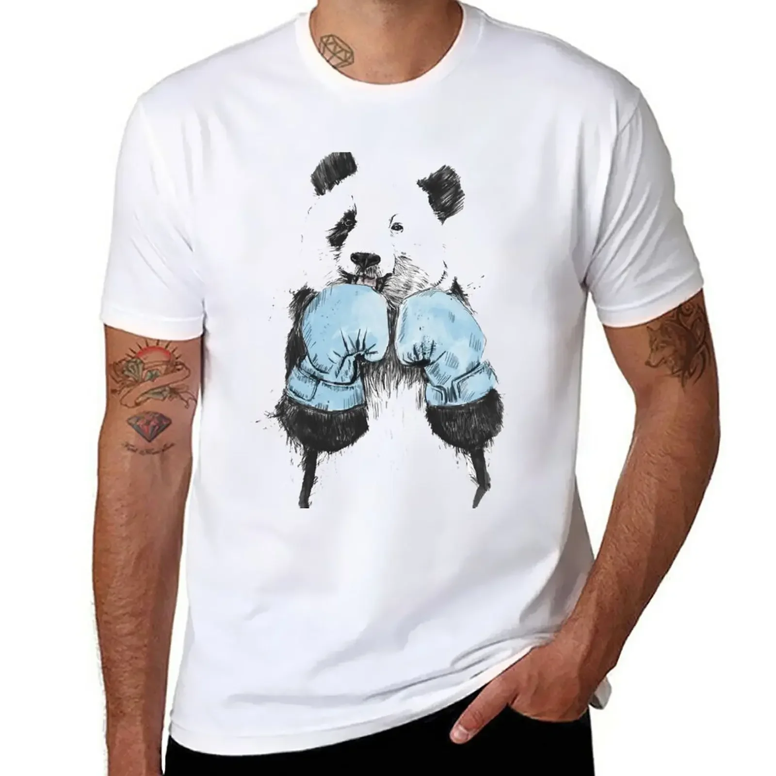 boxing panda T-Shirt anime figures cute tops funny t shirts for men