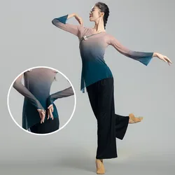 Classical Dance Dress Female Gradual Flowing Gauze Chinese Dance Practice Dress Female Body Rhyme Fairy Top Costume