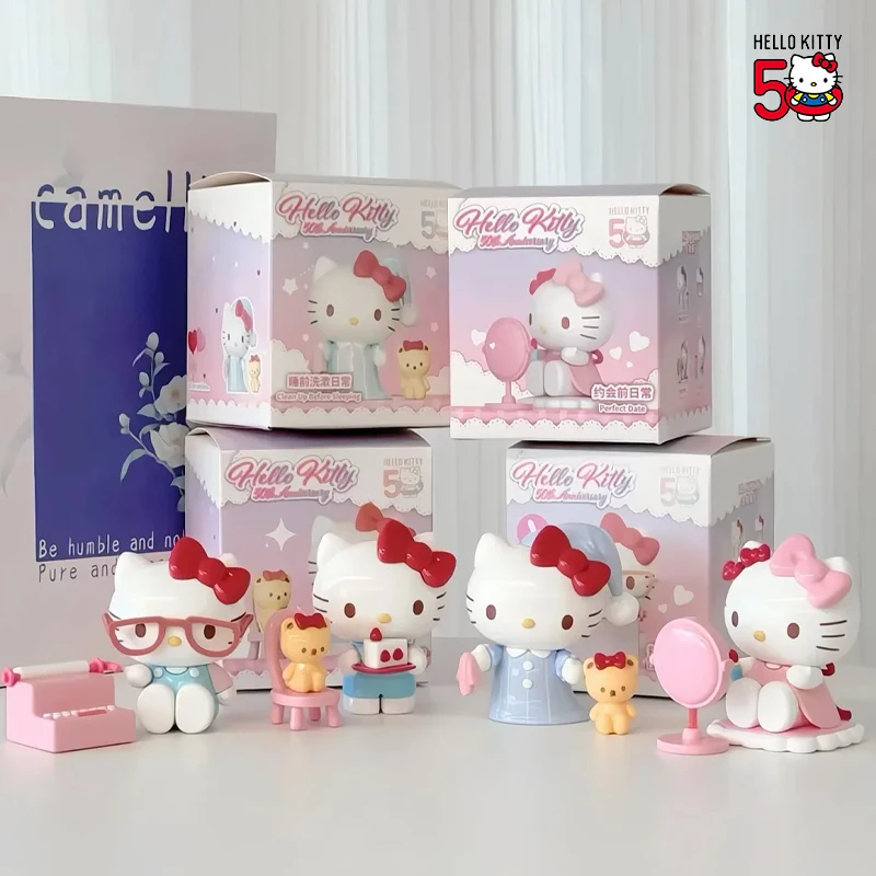 

New In Stock Genuine Sanrio 50th Anniversary Hello Kitty Daily Life Series Collectibles Desktop Ornament Girl Birthday Gifts