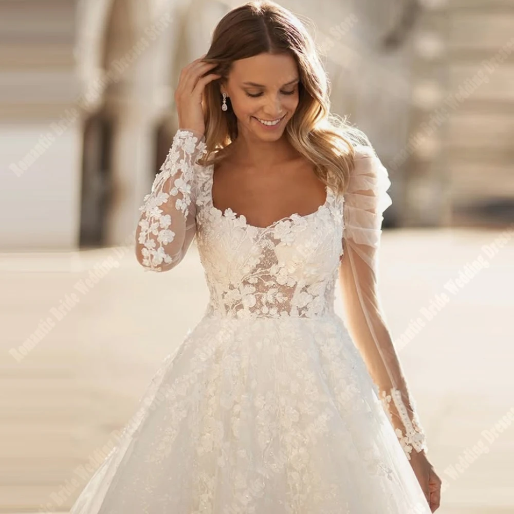 Suknie ślubne damskie z dekoltem w serduszko na rok 2025, seksowne, z długim rękawem, w kształcie litery A, suknie dla panny młodej, na zaręczyny, bankiet, Vestido De Novia, szyte na miarę