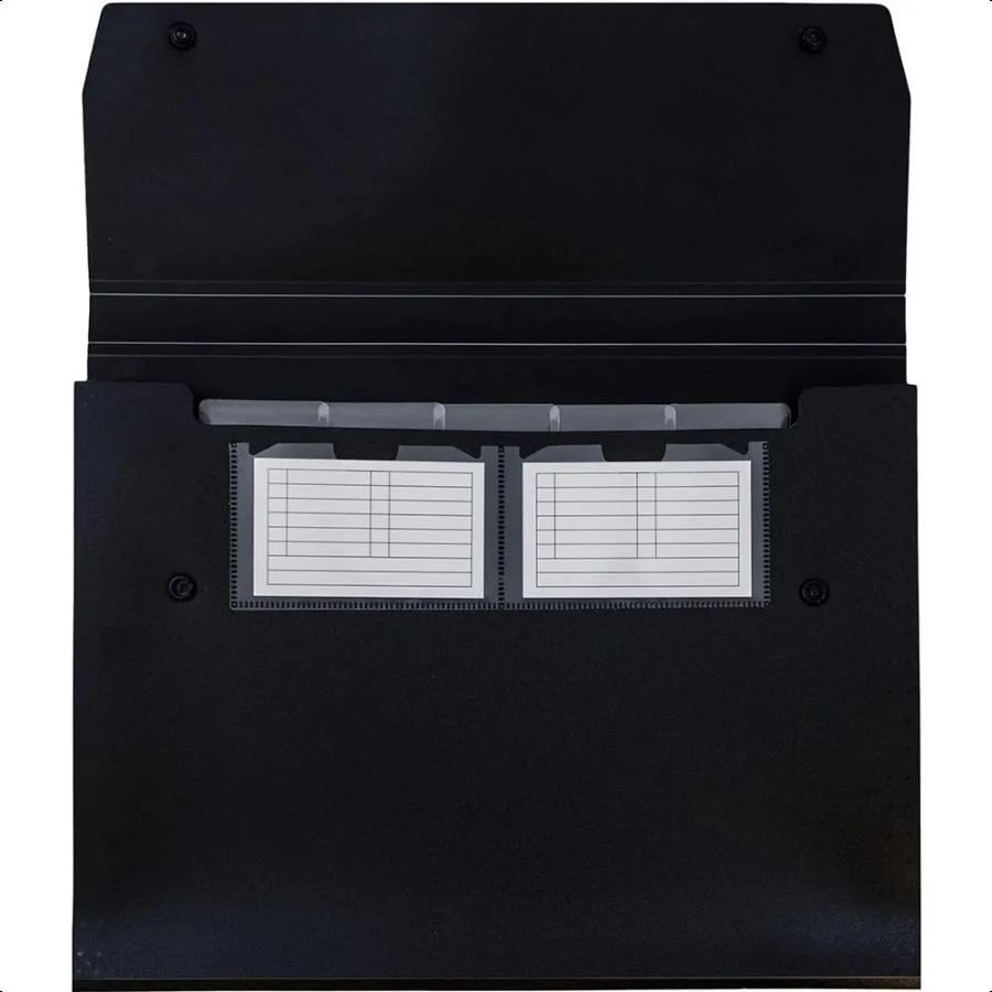 مجلدات الأكورديون 6 جيوب ملف توسيع بلاستيكي مع حرف إغلاق سريع مقاس 9 × 13 أسود يُباع بشكل فردي