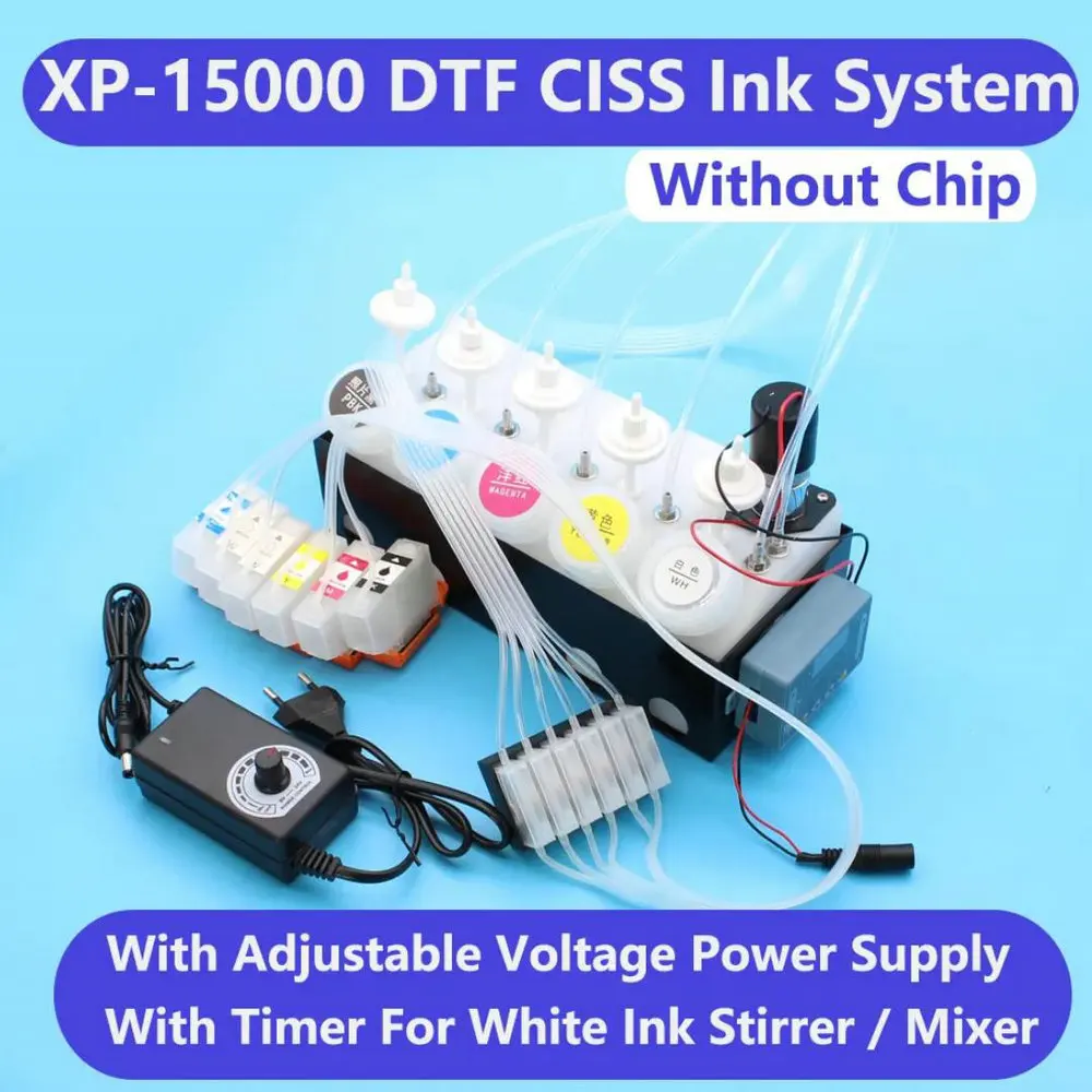 XP15000 Imprimante DTF CISS Système D\'encre Pour Epson XP 15000 DTF Alimentation En Encre Dtf Kit XP-15000 Encre Blanche Précieuse Sœur Vitesse