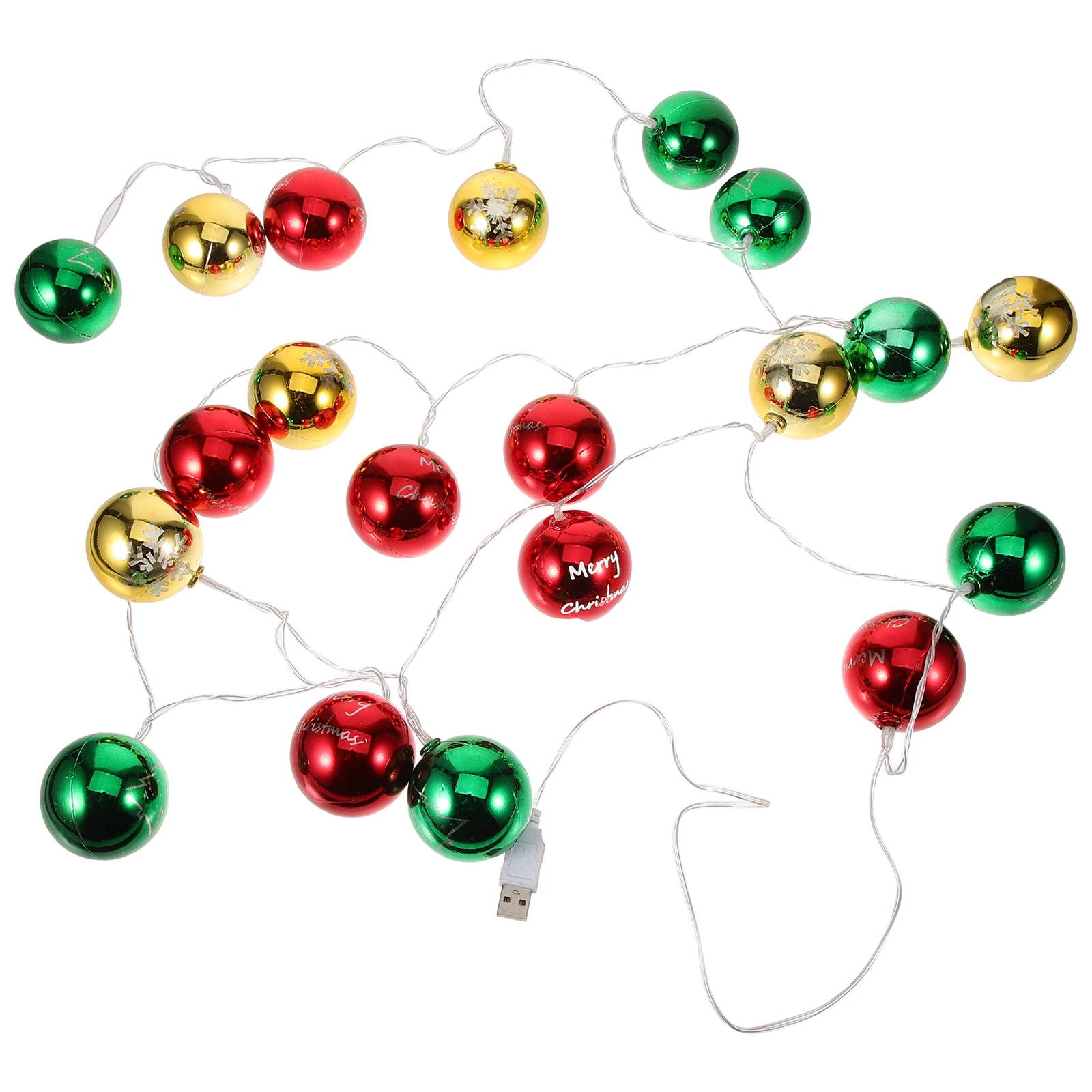 

20 LED String Lights Shatterproof Plastic Baubles 3M USB Christmas Decor Red Green Gold Party Street Hotel