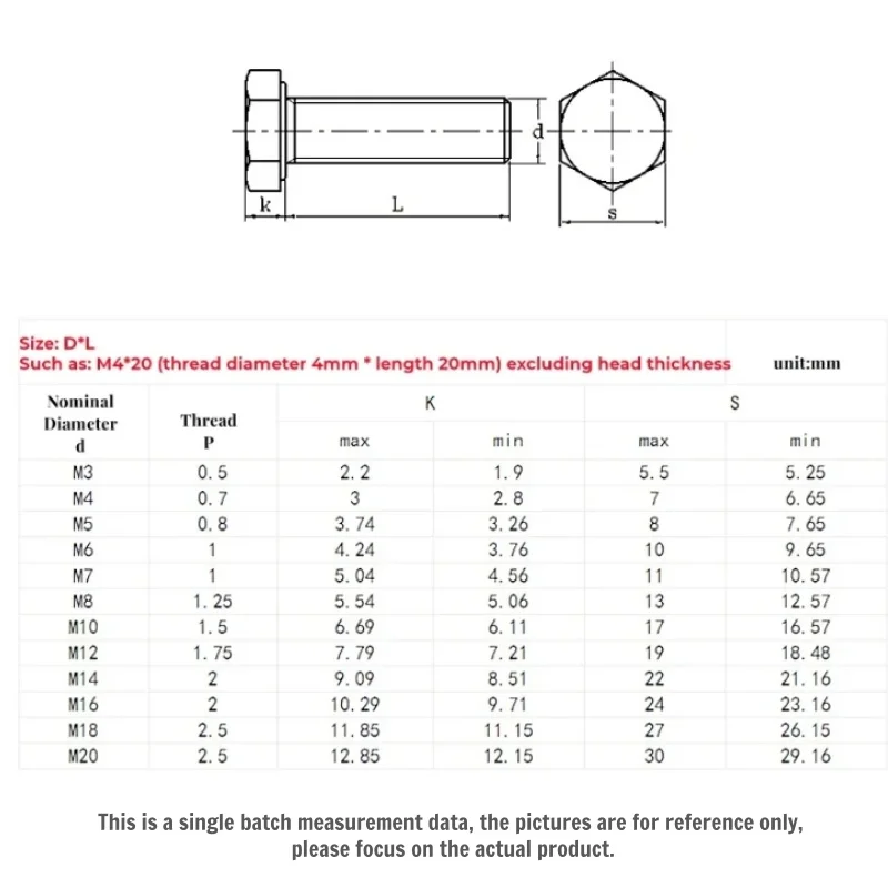 304 A2 Stainless Steel Hex Head Bolt Nut Washer Set M3 M4 M5 M6 M8M10-M16 DIN933 Extended Length 6-160mm Anti-Rust Hexagon Screw