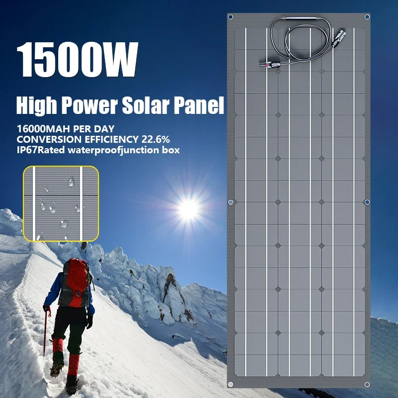1500W3000WSolar Panel High Efficiency Portable Power Bank Flexible Charging Outdoor Solar Cells For Home/Outdoor Camping