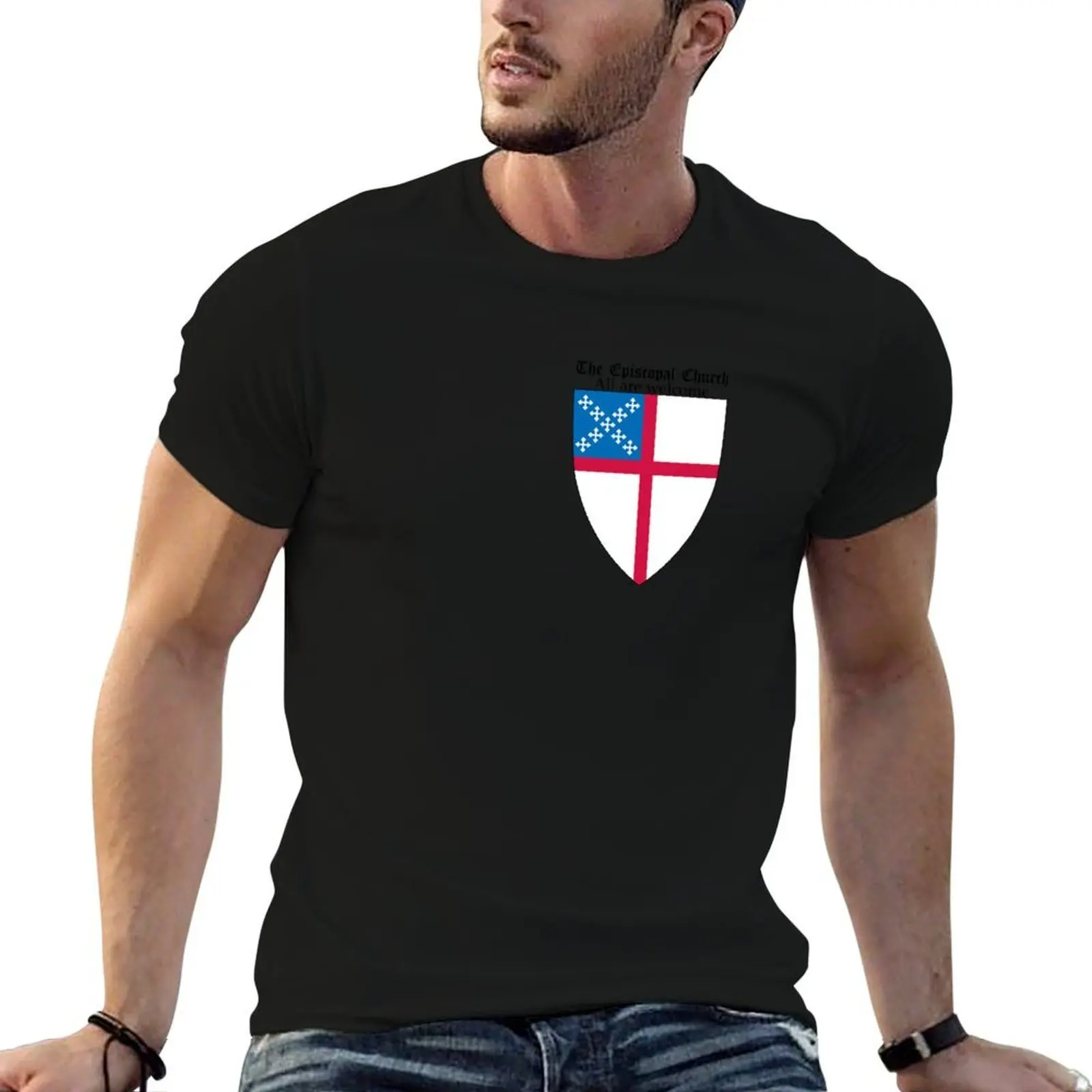 

Episcopal Church Shield with All Are Welcome T-Shirt t shirts designer funny t shirts cotton T-Shirt