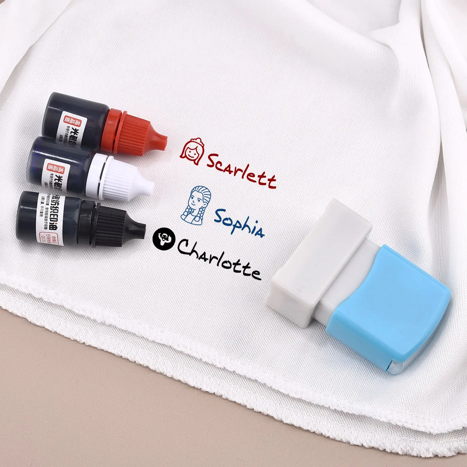 3pcs/Set  Ink Textile Clothes Waterproof Ink Special Ink For Students Kids Name Stamp Printing On Clothing Wash Not Fade