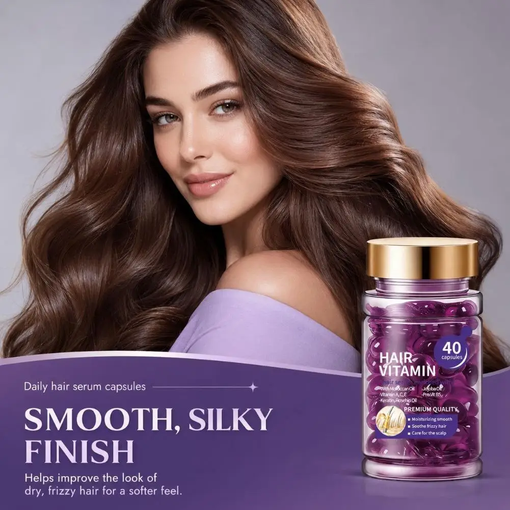 HAIR VITAMIN Serum Enriched With Moroccan Rosehip Oil Moisturizing Smooth Frizzy Hair Scalp Serum 40 Capsules Hair Essential Oil