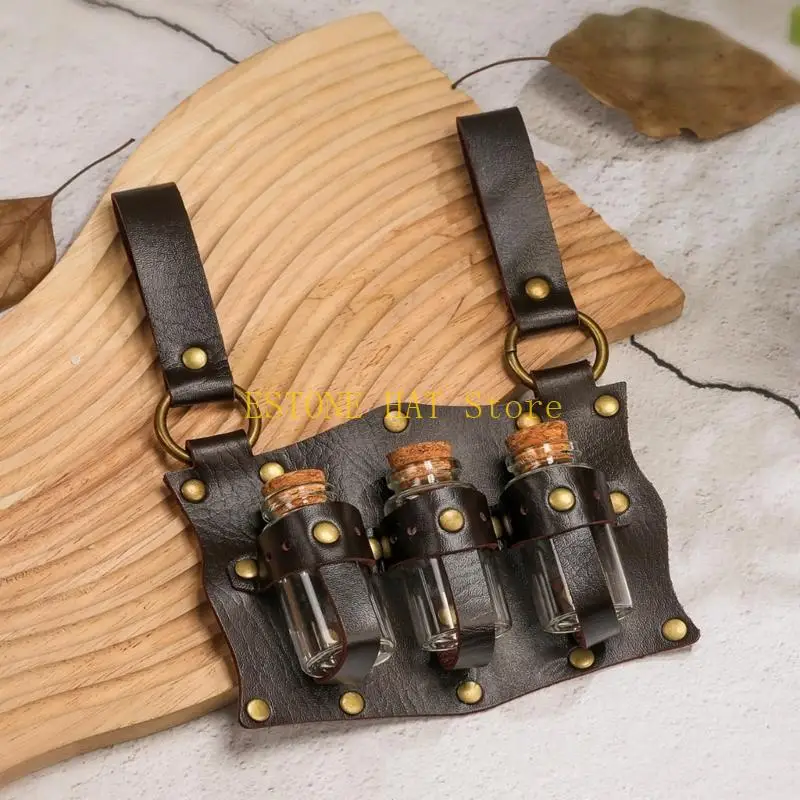 49MF حامل جرعة من العصور الوسطى Cork Potion Bottion Cosplay Cosplay Cosplay الحزام التاريخي لعصر النهضة ولعب الأدوار الخيالية