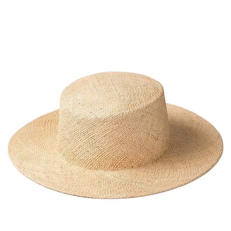 Unisex Beige Wide Brim Treasure Grass Hat Women Men Wedding Church Straw Fedora Hat Outdoor Canotier Summer Sun Hat Gambler Hat