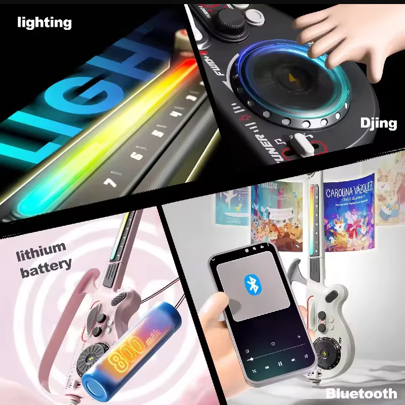 Stringless Electric Guitar Bluetooth Guitars Musical Instrument Kid Birthday Gifts  LED Lights Bass guitar Music Teaching Tools