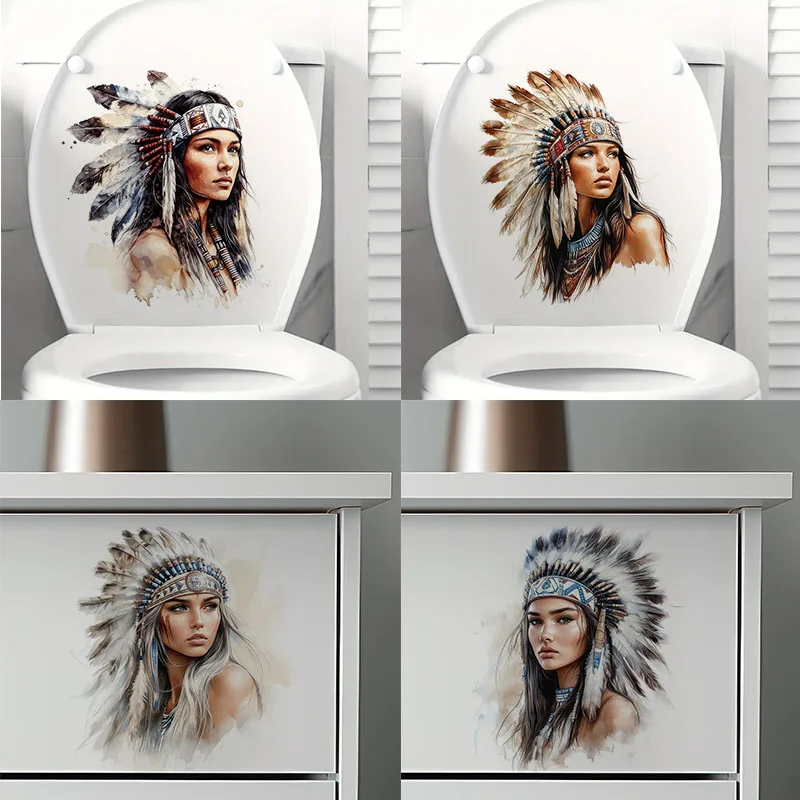 Самоклеящиеся наклейки для индейской женщины, спальня, прихожая, гостиная, крыльцо, украшение дома, наклейки на стену Самоклеящиеся наклейки для индейской женщины, спальня, прихожая, гостиная, крыльцо, украшение дома, наклейки на стену