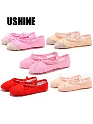 USHINE Black Canvas Slippers Indoor Exercising Soft Ballet Shoes Dance For Girls Ballet Shoes Dance Kids Ballet Shoes Children