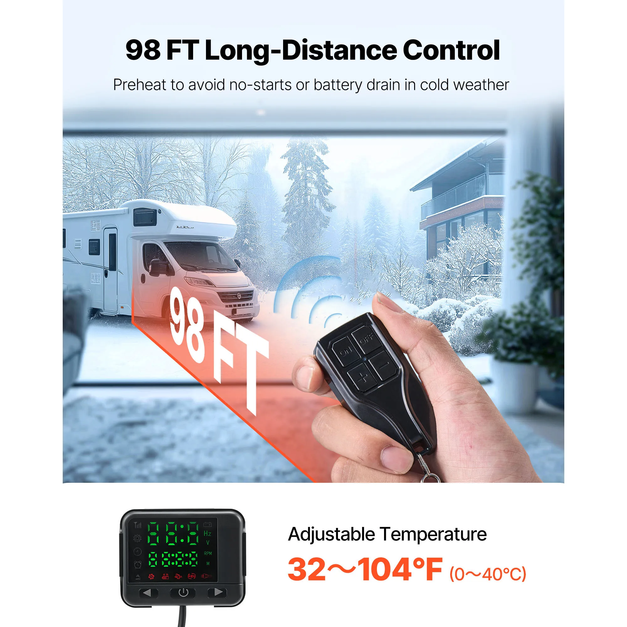 SucceBuy Riscaldatore Diesel Riscaldatore ad Aria Diesel da 8KW con Pannello LCD e Riscaldatore da Parcheggio con Telecomando a Basso Rumore per Camion Rimorchio Barca