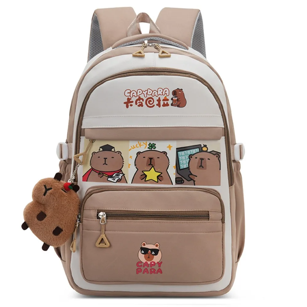 

Trendy Cartoon Capybara Backpack Cute Casual Style School Bag with Pendant Large Capacity Casual Shoulder Bag Student
