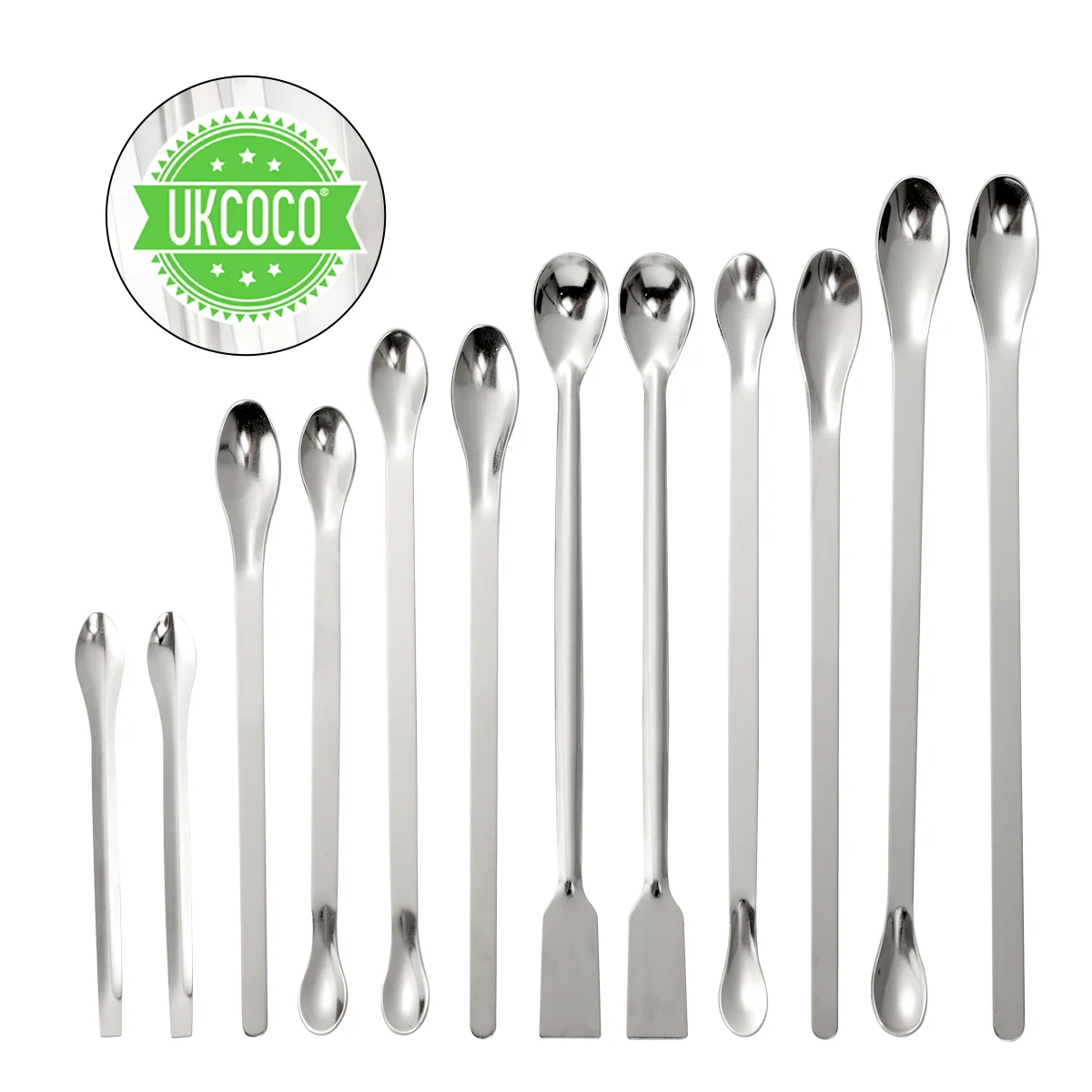 12 PCS Sampling Spoons Medicine Stainless Measuring Cups Scoops Steel Double Head