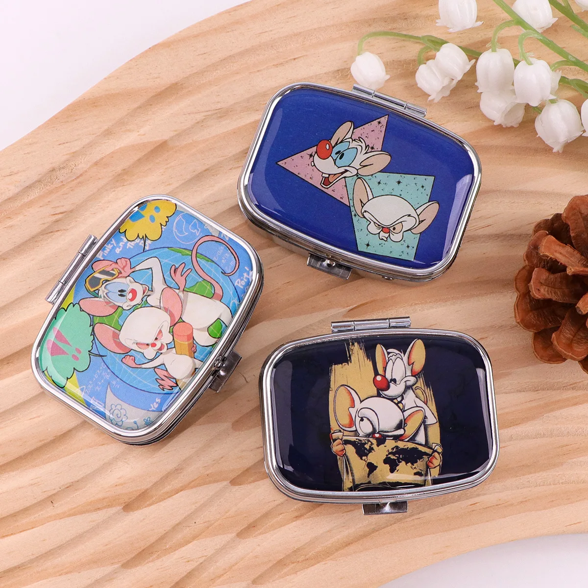 

Коробка для таблеток с изображением животных из мультфильмов, разделенные металлические квадратные коробки для таблеток, портативные разветвителя для путешествий, аптечка, небольшой контейнер для таблеток, чехол