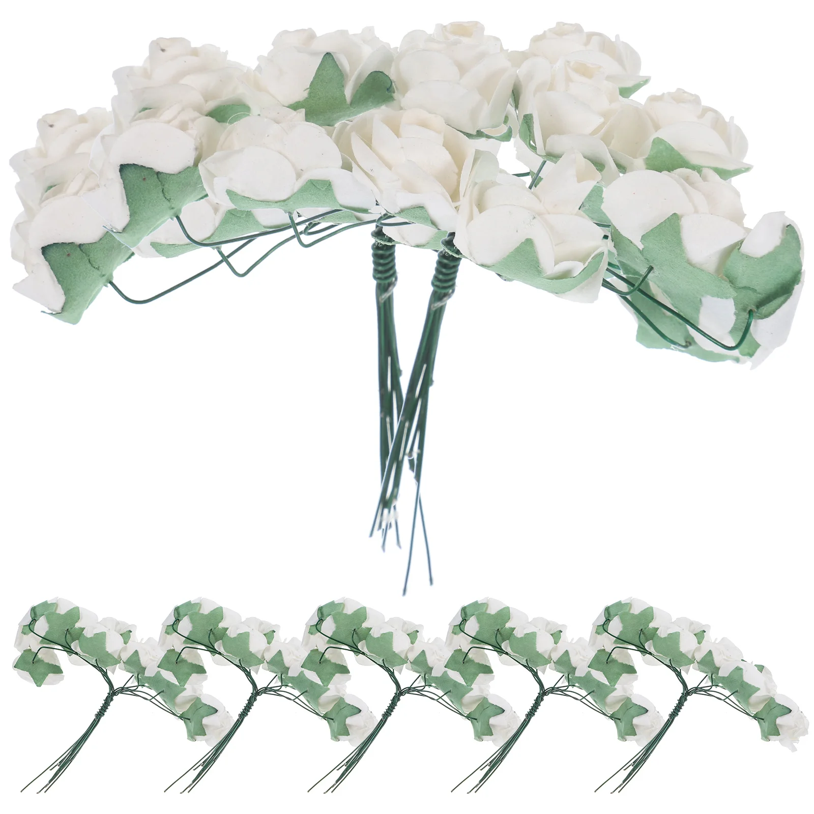 

144pcs Artificial Paper Rose Fake Flowers White Color DIY Wedding Home Decor Paper Rose Artificial Flower Bulk