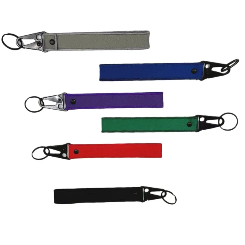 Custom Logo Creativity Webbing Keychain Personalize Image Name Bag Embroider Woven Eagle Beak Key Chain Ring Ribbon Keyring Rope