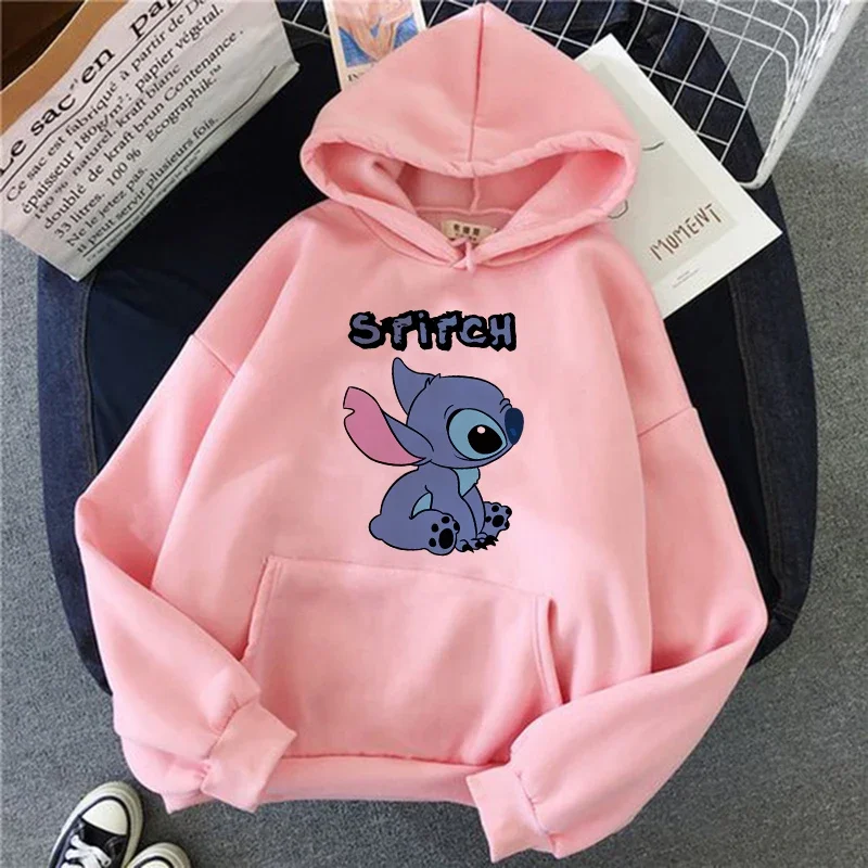 Women's Hoodies Disney 100th Anniversary Lilo & Stitch Graphics Women's Winter Polyester Jackets Oversized Hooded Sweatshirts