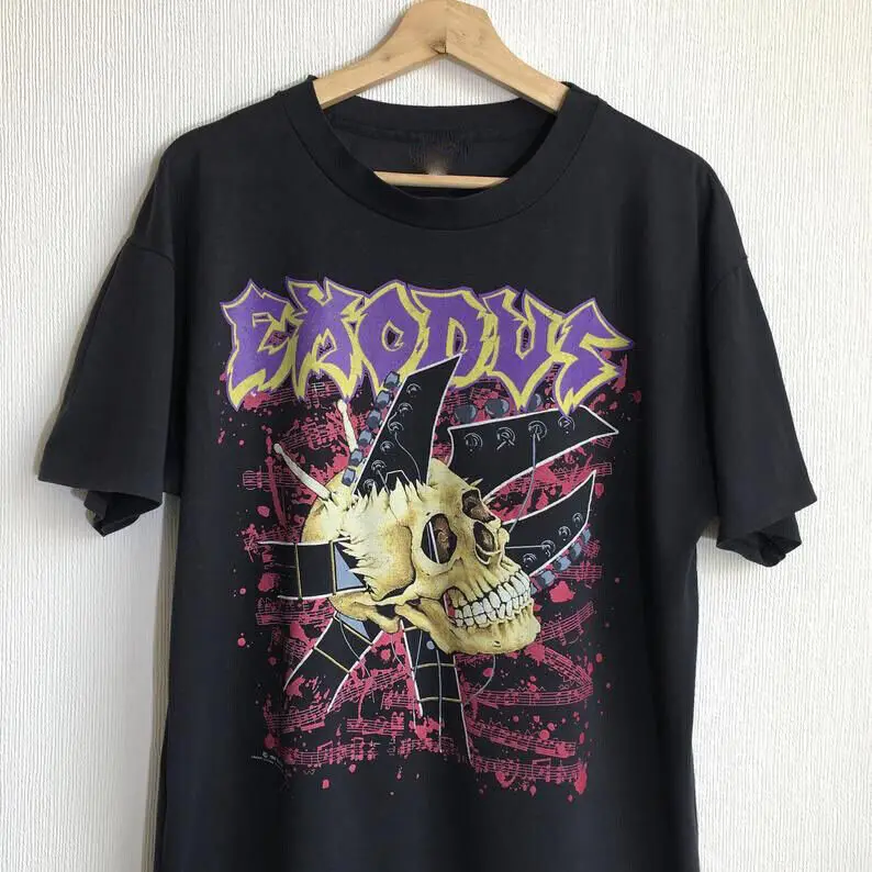 Vintage EXODUS Band Cotton Black All Size T Shirt AA1574