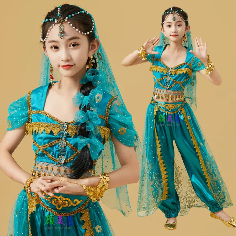 New Indian Dance Costumes Search Banner Princess Jasmine Belly Dance Performance Children's Ethnic Dance Costumes