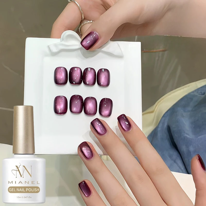 10 مللي 1 قطعة الخريف مبيعا شعبية المياه لمعان الأرجواني الأحمر واضح الزجاج حبة القط العين هلام طلاء الأظافر مناسبة صالون الاستخدام #3