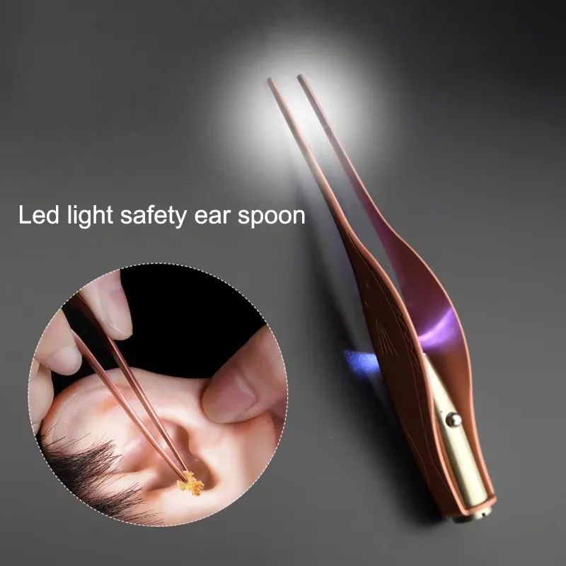 Stainless Steel Ear wax remover with light Kids LED Light Ear Wax Removal Care Wax Spoon Digger Flashlight Earpick for Children