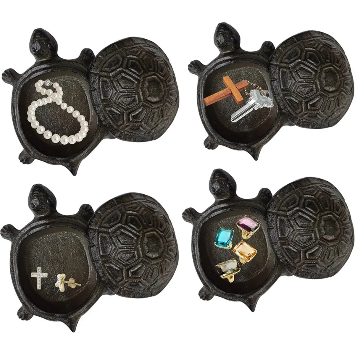 Cast Iron Turtle Key Hider - Spare Key Holder - Garden Decoration Turtle, Jewelry Trinkets Box for Key, Ear Studs