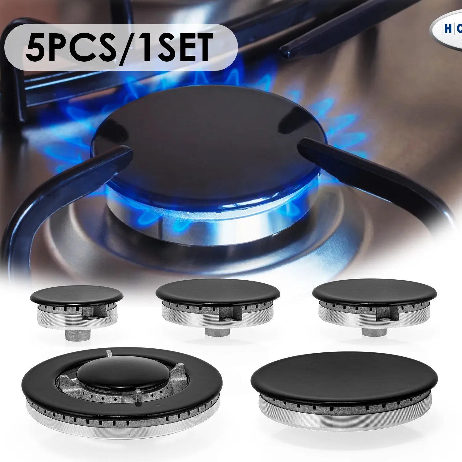 5PCS/Set Cooker Hat Set Stove Lid Upgraded Flame Cap Fit Sαbaf Gas Stove Burners