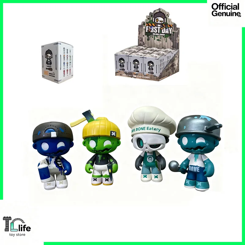 Echte Mr.Bone Junior First Day Serie Blind Box Mini Anime Figuren Mystery Box Desktop Ornament Sammlung Überraschung Geschenk Spielzeug