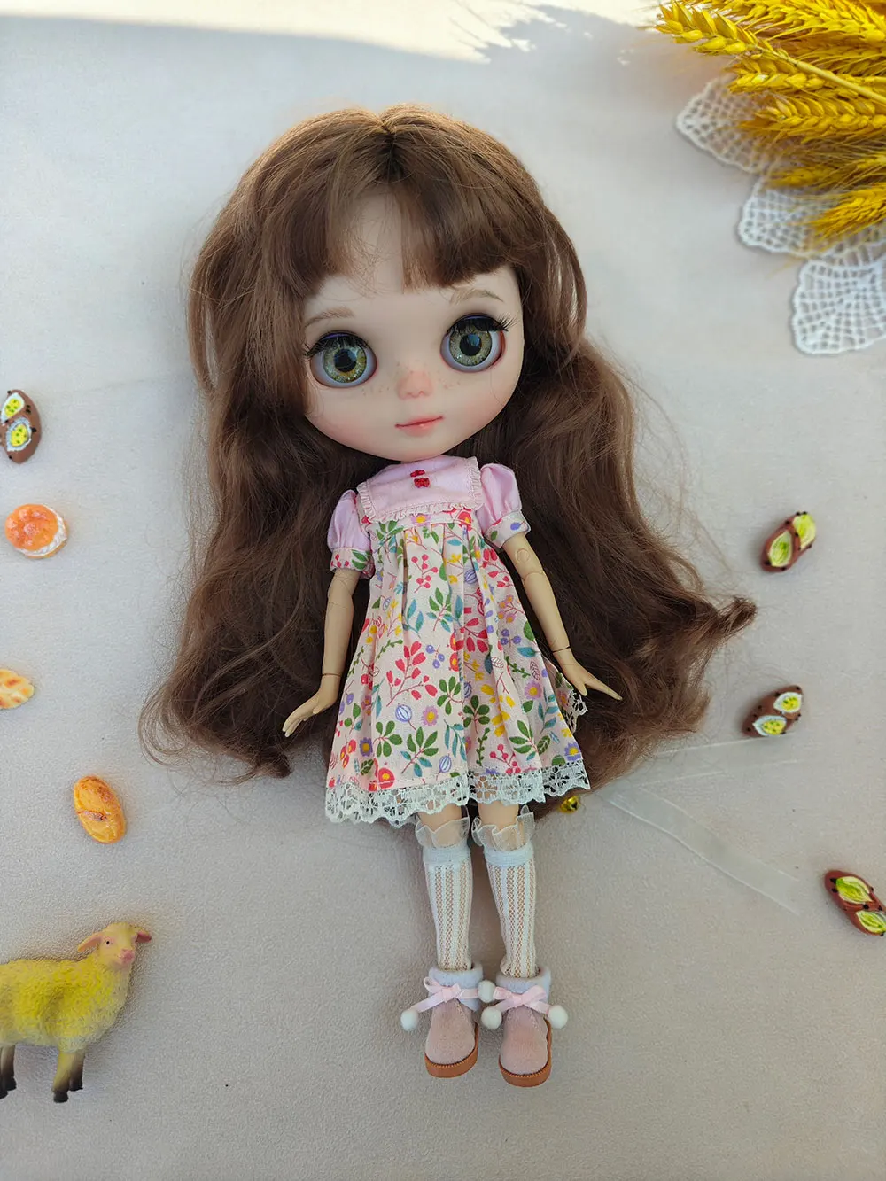 

New ICY DBS Blythe Doll Toys for Girls dress Cute pink floral print dress OB22 OB24 AZONE accessories blythe doll clothes