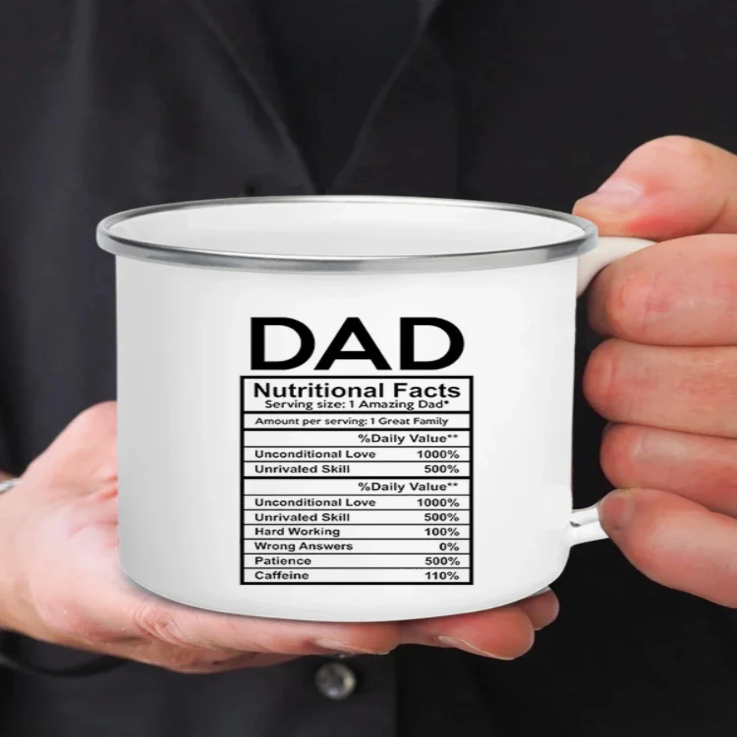 Dad Nutritional Facts Coffee Mug Enamel Cup  Papa Daddy Stepdad Father’s Day Gift Best Dad Ever Cups Dad Gifts From