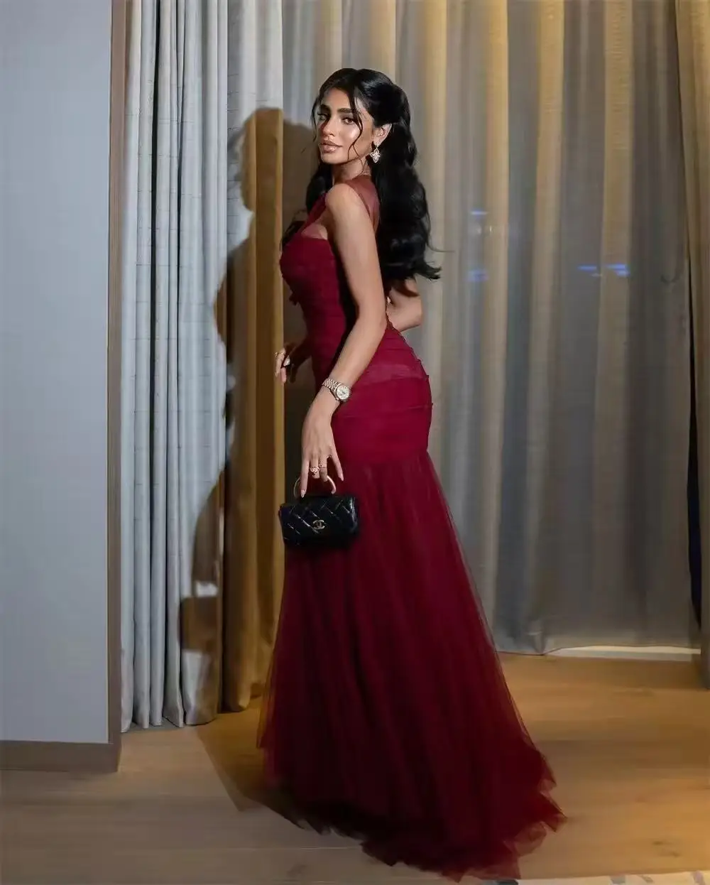 Customized Classic Fashion Net Mermaid Scoop Neck Long Formal Evening Dress Occasion Dresses Available High Quality