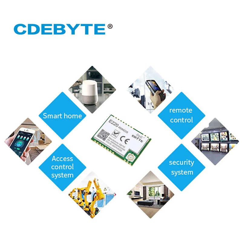 CDEBYTE 5 uds LLCC68 LoRa módulo RF 433MHz E220-400M22S 22dBm PA + LNA SMD equipo de comunicación inalámbrica SPI IPEX agujero de sello