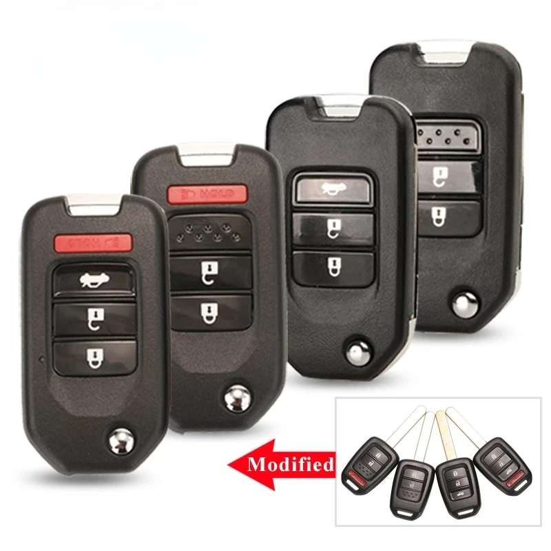 

Modified Flip Remote Key Shell For Honda FIT XRV VEZEL CITY JAZZ CIVIC HRV 2/3/4 Buttons Folding Key Case Fob Upgrade